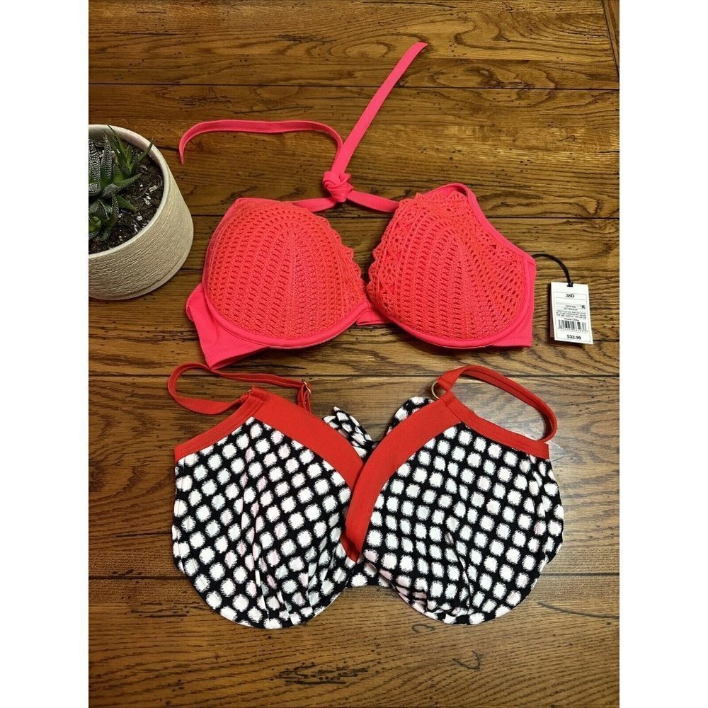 Shade & Shore Swim Suit Bikini Top Pink Underwire Padded NEW sz 38D Swim System